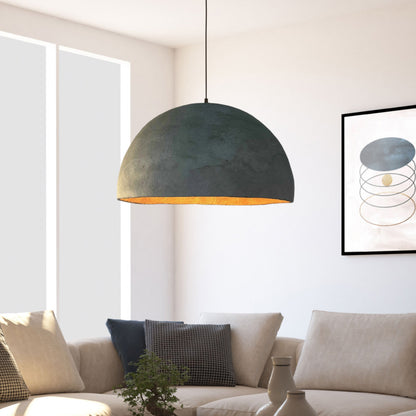 Paralume in cemento industriale con texture minerale