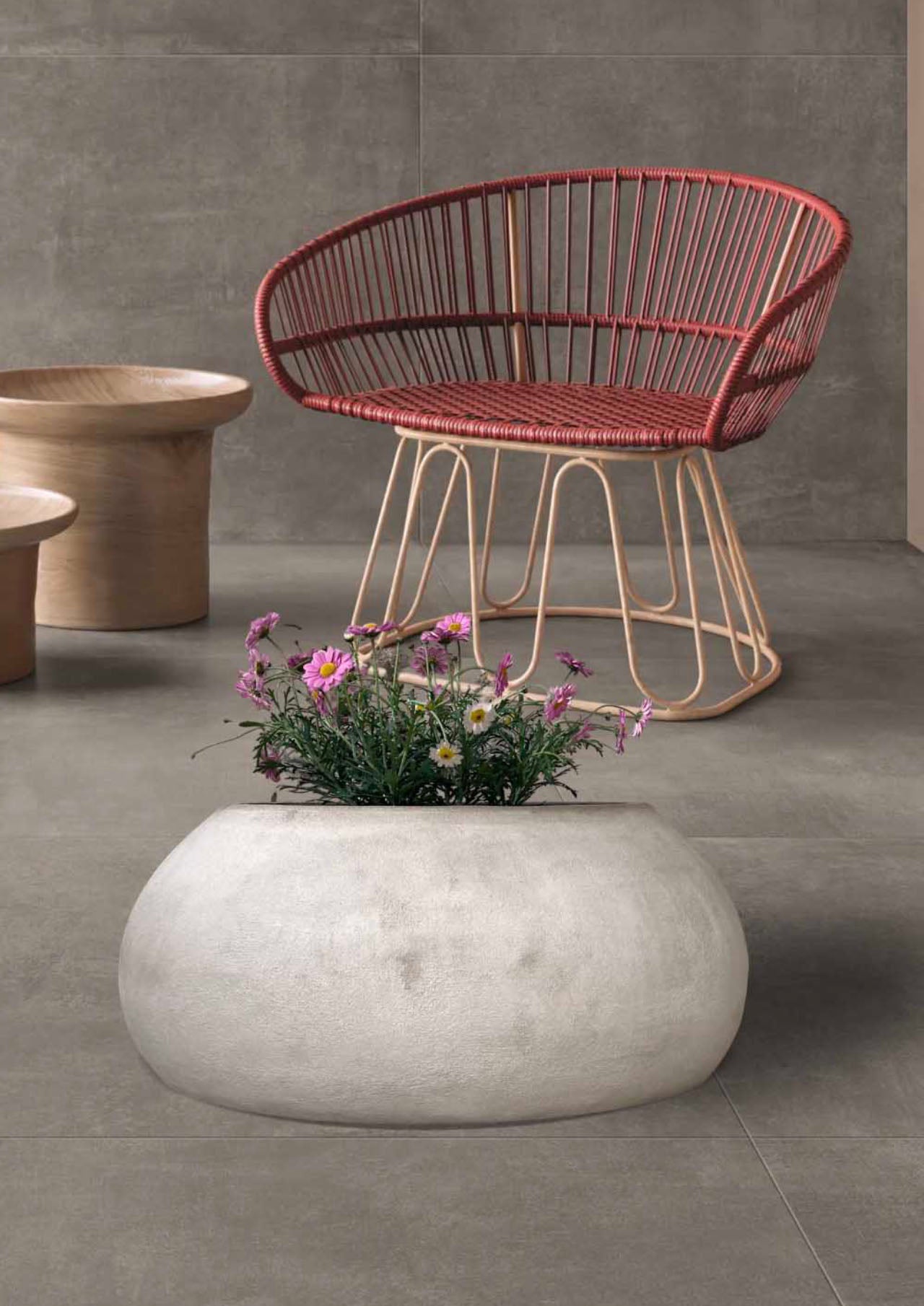 Vaso basso svasato ovale resistente al gelo e intemperie