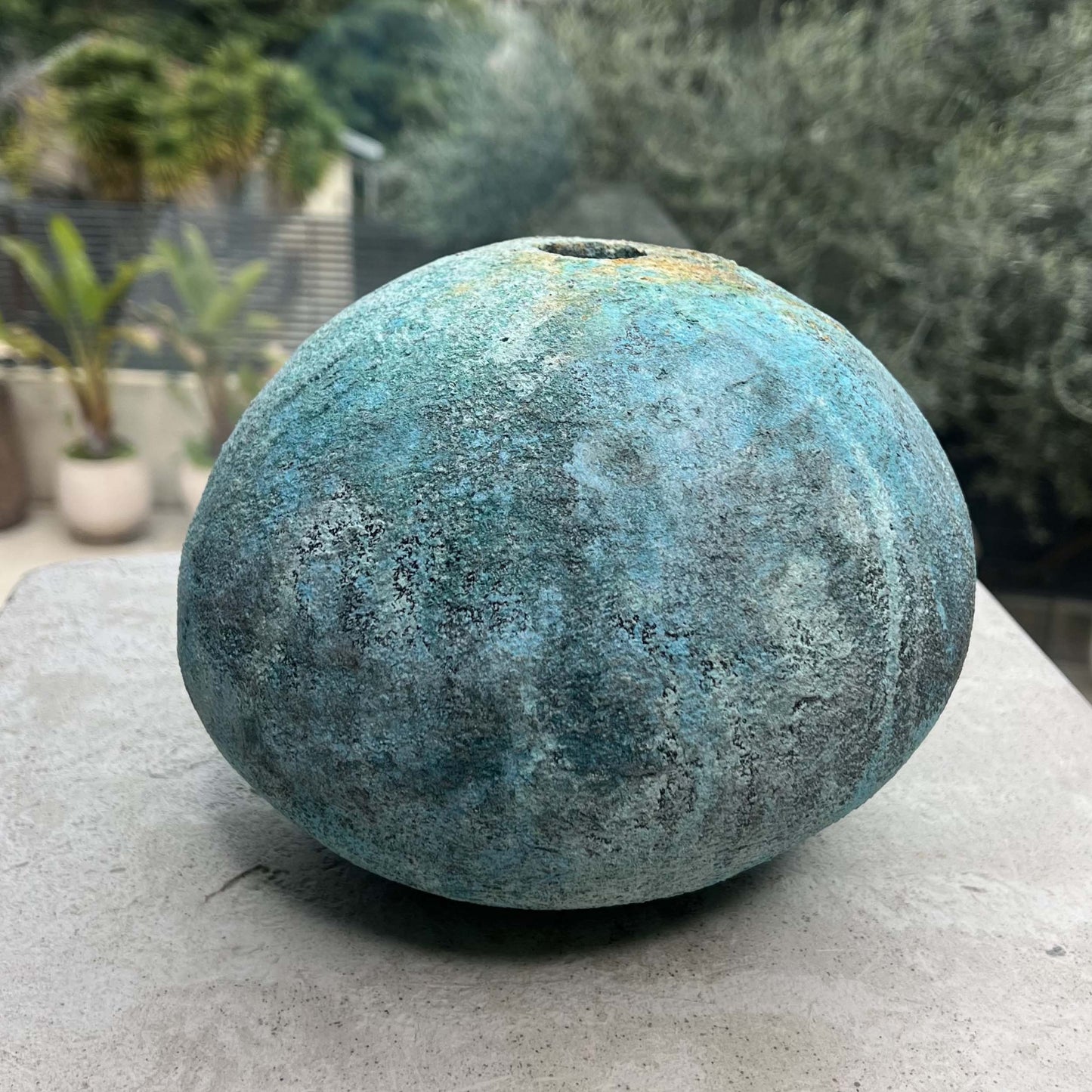 Vaso ovale Oshima effetto ruggine corten stile giapponese